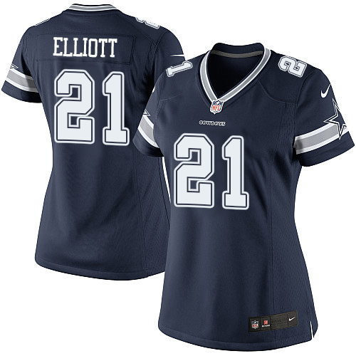 Women's Elite Ezekiel Elliott Nike Jersey Navy Blue Home - #21 NFL Dallas Cowboys